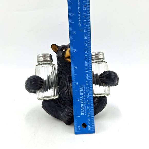 River's Edge Black Bear Salt and Pepper Holder Poly Resin with Original Shakers - Picture 3 of 14